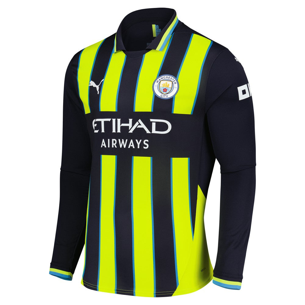 Erling Haaland Manchester City 2024/25 Away Replica Long Sleeve Player Jersey Discount - Navy