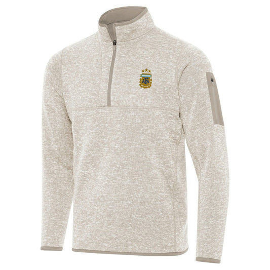 Argentina National Team Antigua Fortune Quarter-Zip Pullover Jacket for sale - Cream