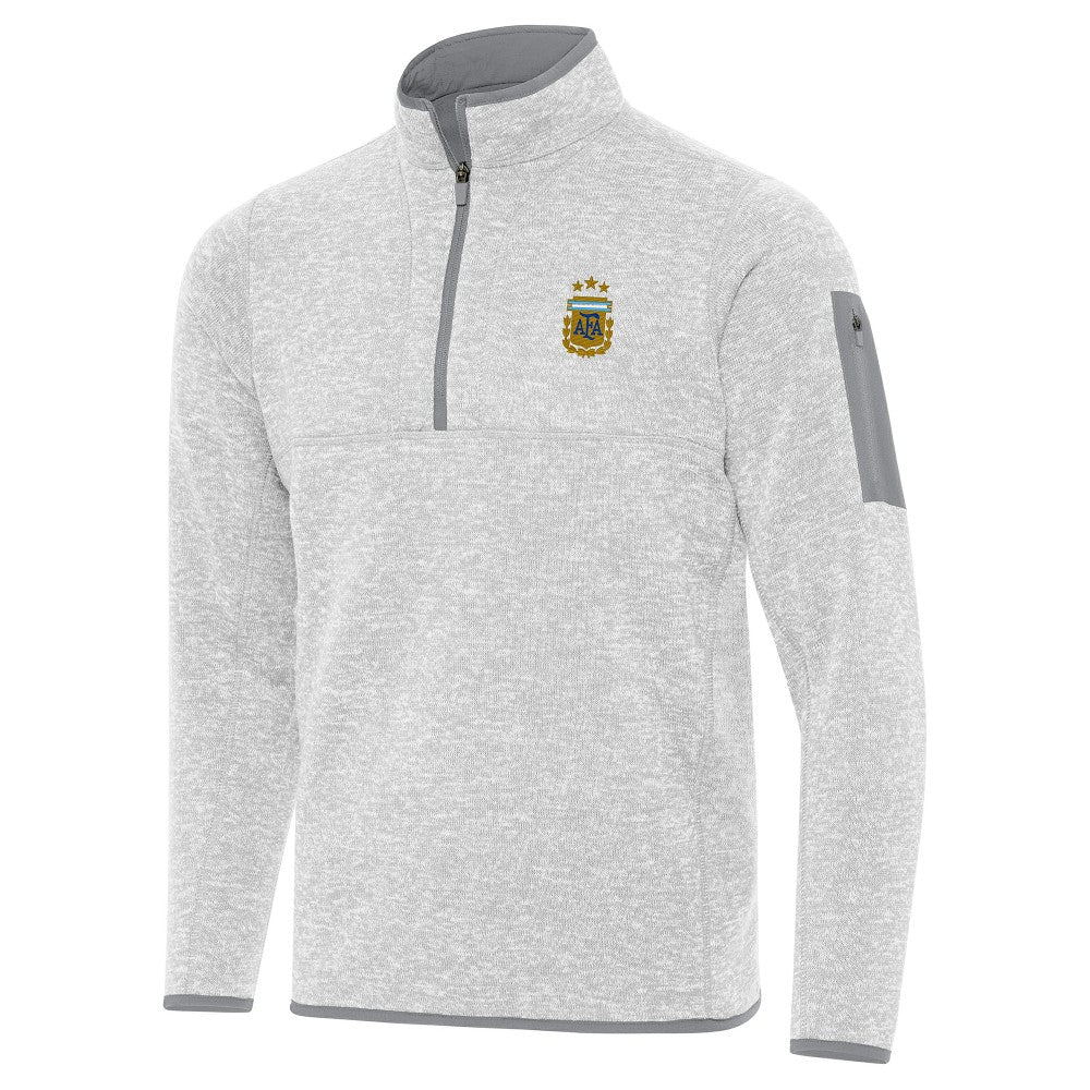 Argentina National Team Antigua Fortune Quarter-Zip Pullover Jacket for sale - Heather Gray