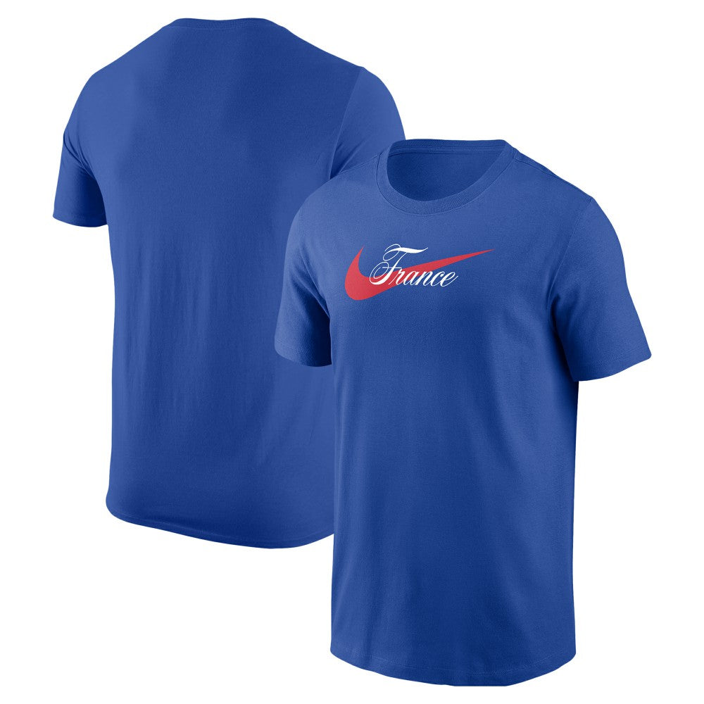 France National Team  Team Wordmark Swoosh Core T-Shirt for sale - Royal