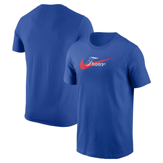 France National Team  Team Wordmark Swoosh Core T-Shirt for sale - Royal
