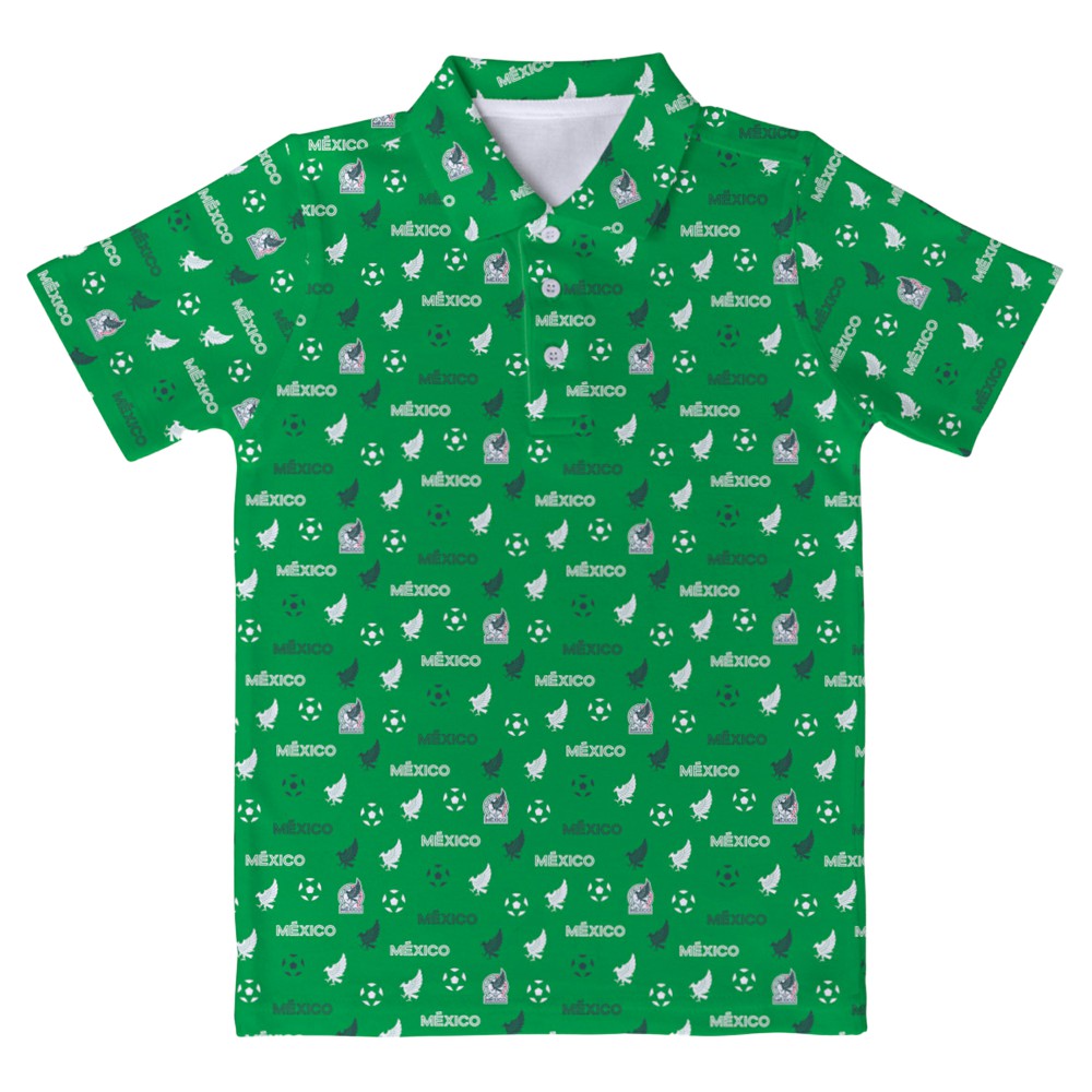 Mexico National Team Vive La Fete Youth All-Over Print Polo for sale - Green