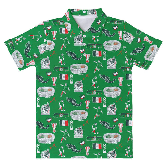 Mexico National Team Vive La Fete Youth Impressions Artwork Polo for sale - Green