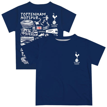 Tottenham Hotspur Vive La Fete Youth Impressions Artwork T-Shirt Sale - Navy