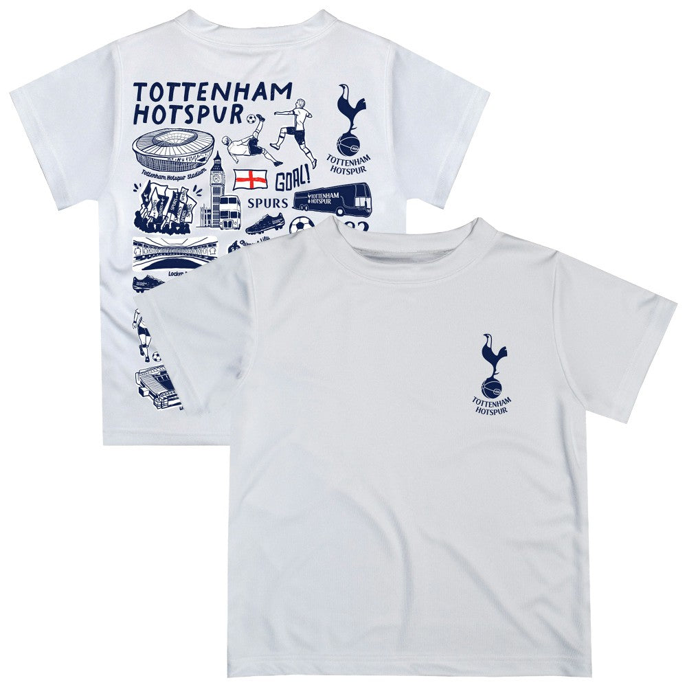 Tottenham Hotspur Vive La Fete Youth Impressions Artwork T-Shirt Sale - White