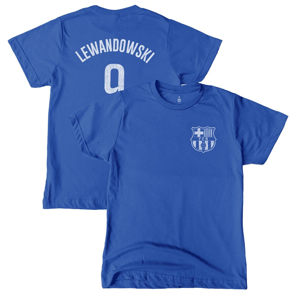 Robert Lewandowski Barcelona 1863FC  Youth Player T-Shirt on sale - Blue