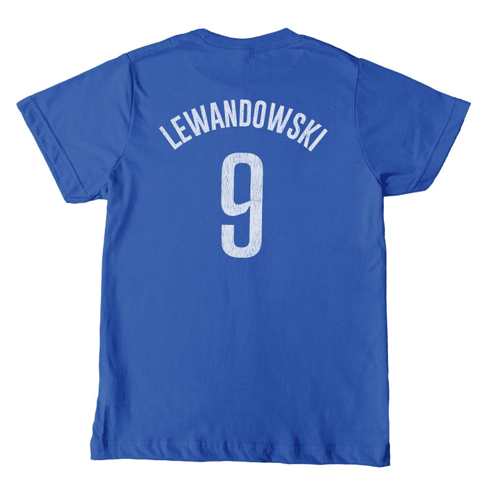 Robert Lewandowski Barcelona 1863FC  Youth Player T-Shirt on sale - Blue