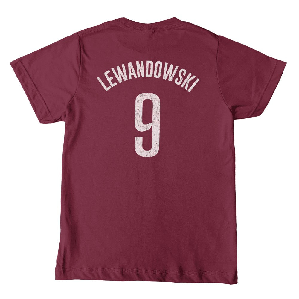 Robert Lewandowski Barcelona 1863FC  Youth Player T-Shirt on sale - Maroon