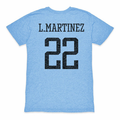 Lautaro Martinez Argentina National Team 1863FC Retro Player Tri-Blend T-Shirt for sale - Light Blue