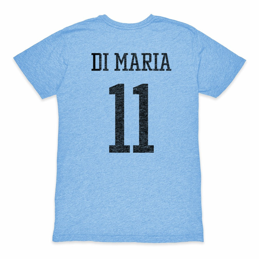 Angel Di Maria Argentina National Team 1863FC Retro Player Tri-Blend T-Shirt for sale - Light Blue