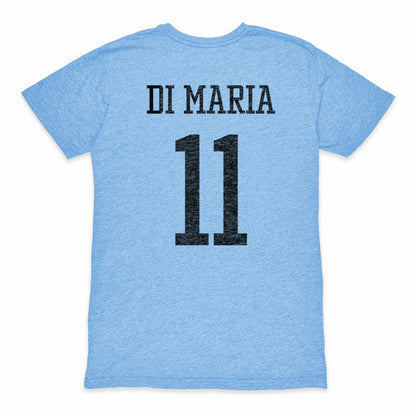 Angel Di Maria Argentina National Team 1863FC Retro Player Tri-Blend T-Shirt for sale - Light Blue