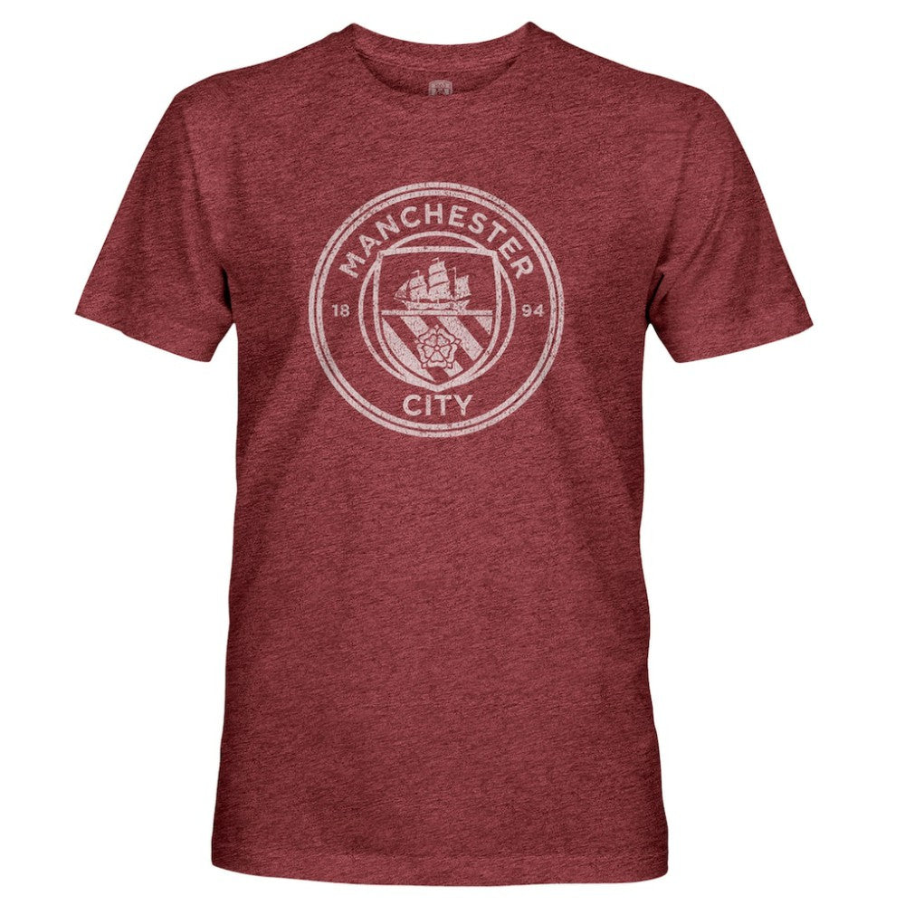 Manchester City 1863FC Mono Badge Retro Tri-Blend T-Shirt Discount - Maroon