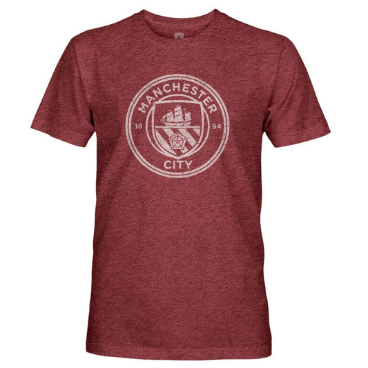 Manchester City 1863FC Mono Badge Retro Tri-Blend T-Shirt Discount - Maroon