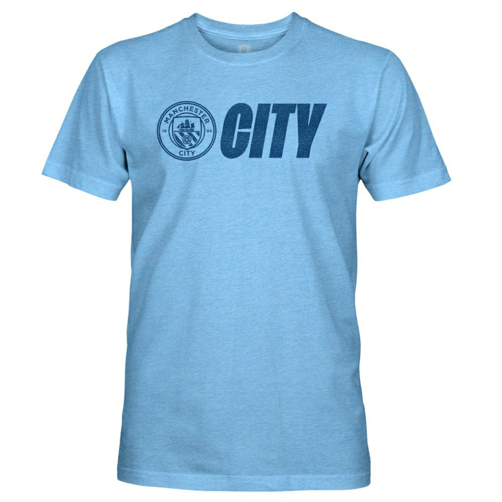 Manchester City 1863FC Mono Badge Lock-Up Retro Tri-Blend T-Shirt Discount - Sky Blue
