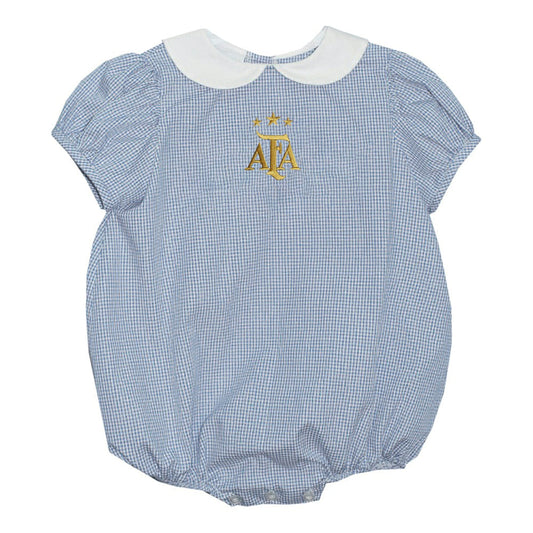 Argentina National Team Vive La Fete Girls Infant Gingham Puffy Bubble Dress for sale - Light Blue