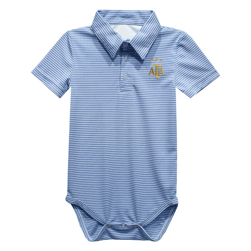 Argentina National Team Vive La Fete Infant Pencil Stripe Polo Bodysuit for sale - Navy