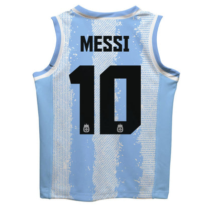 Lionel Messi Argentina National Team Vive La Fete Youth Painted Stripes Basketball Jersey for sale - Light Blue