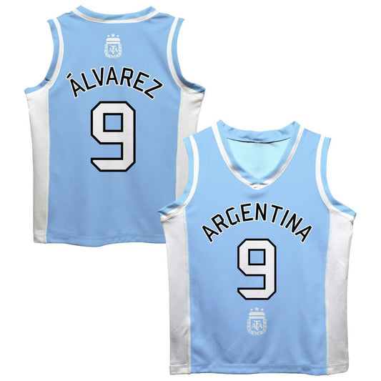 Julián Álvarez Argentina National Team Vive La Fete  Mesh Basketball Jersey for sale - Light Blue