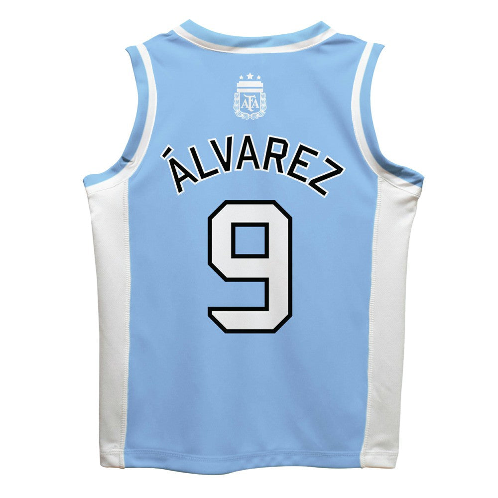 Julián Álvarez Argentina National Team Vive La Fete  Mesh Basketball Jersey for sale - Light Blue