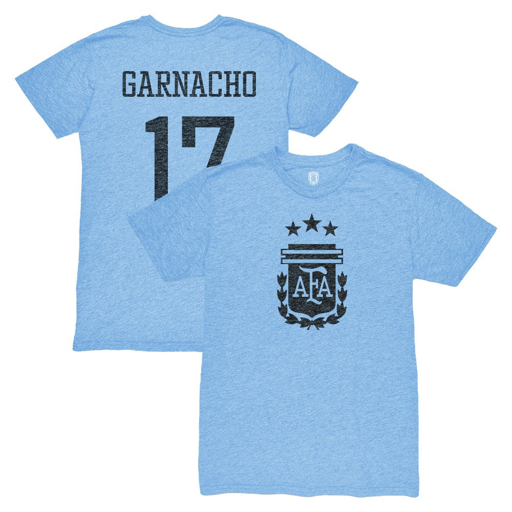Alejandro Garnacho Argentina National Team 1863FC Player Vintage Tri-Blend T-Shirt for sale - Light Blue