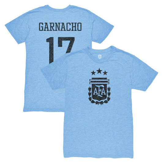 Alejandro Garnacho Argentina National Team 1863FC Player Vintage Tri-Blend T-Shirt for sale - Light Blue