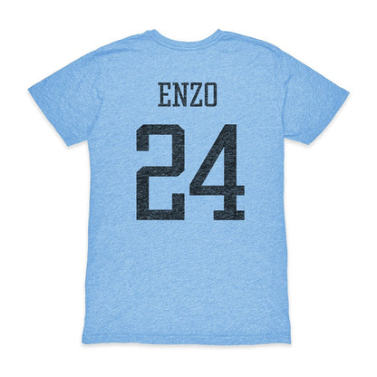 Enzo Fernández Argentina National Team 1863FC Player Vintage Tri-Blend T-Shirt for sale - Light Blue