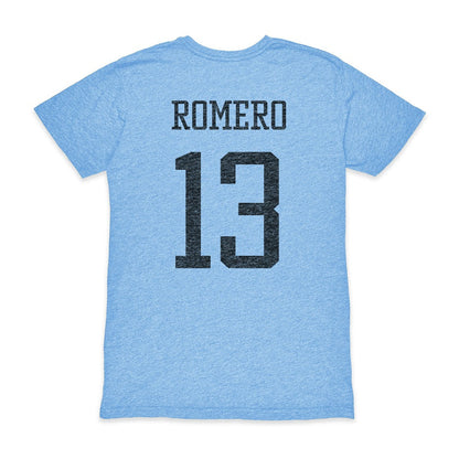 Cristian Romero Argentina National Team 1863FC Player Vintage Tri-Blend T-Shirt for sale - Light Blue