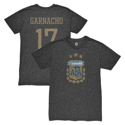 Alejandro Garnacho Argentina National Team 1863FC Player Vintage Tri-Blend T-Shirt for sale - Black