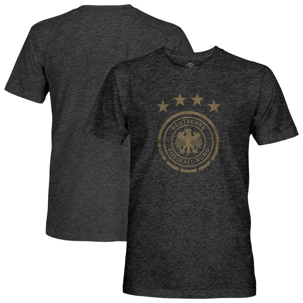 Germany National Team 1863FC Mono Badge Vintage Tri-Blend T-Shirt for sale - Heather Black