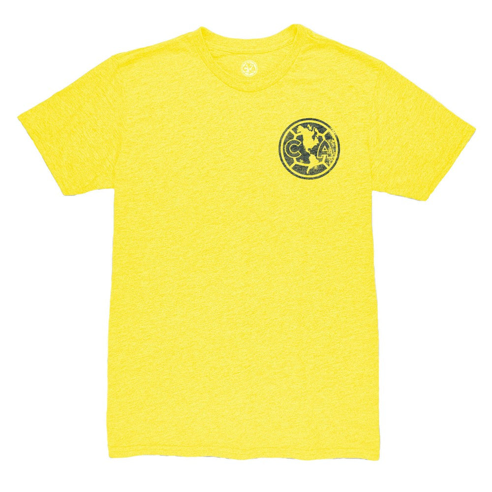 Club America 1863FC Left Mono Badge Vintage Tri-Blend T-Shirt Discount - Yellow