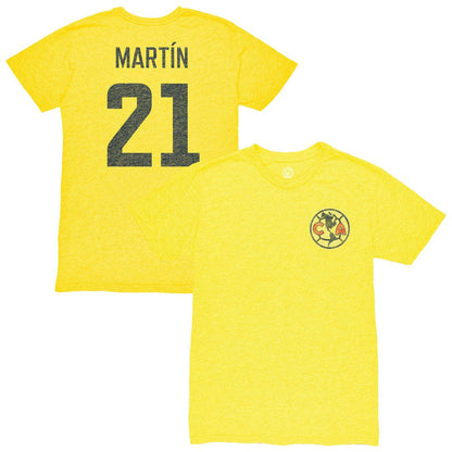 Henry Martin Club America 1863FC Vintage Player Name & Number Tri-blend T-Shirt Discount - Yellow