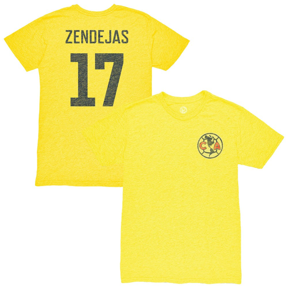 Alejandro Zendejas Club America 1863FC Vintage Player Name & Number Tri-blend T-Shirt Discount - Yellow