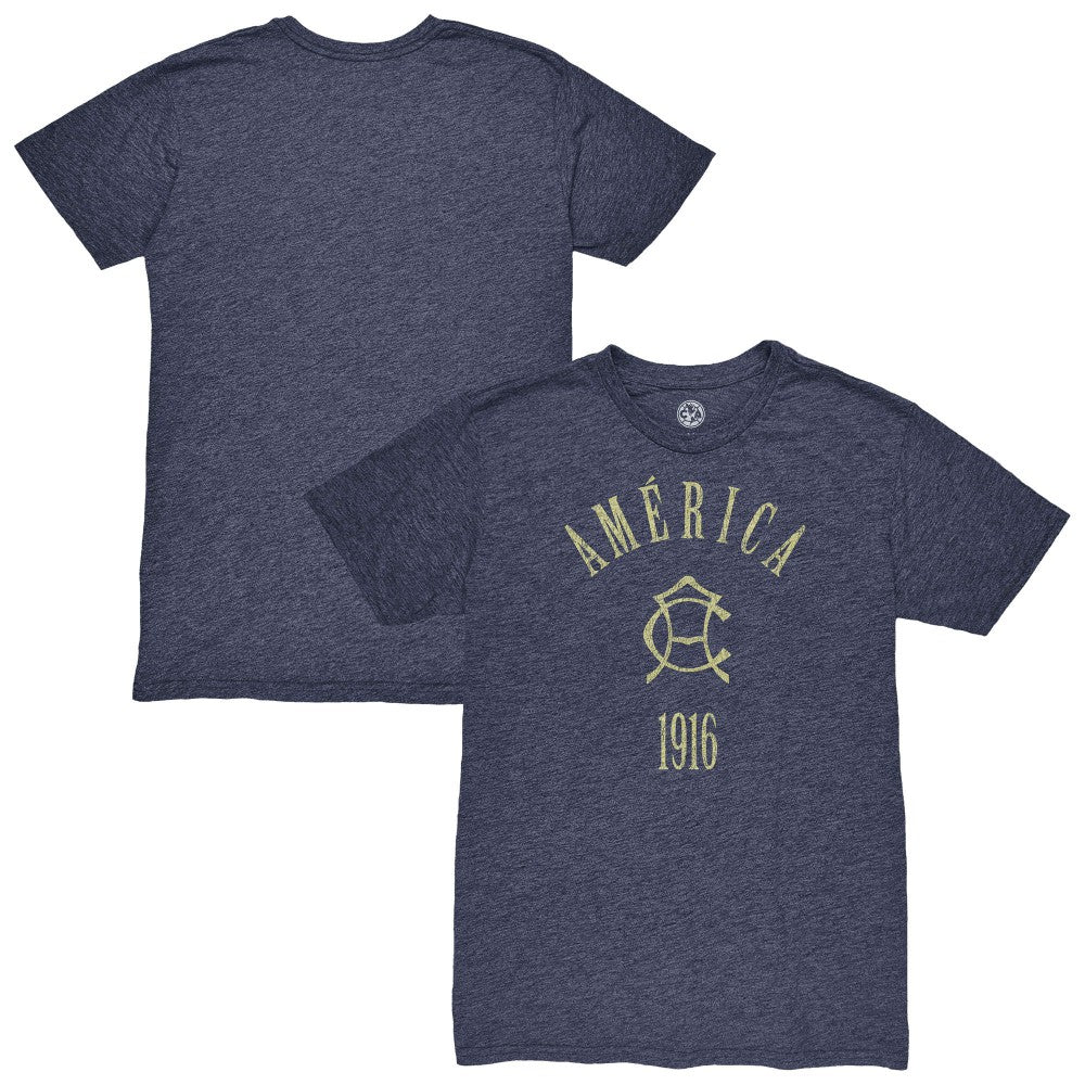Club America 1863FC Team Arch Vintage Tri-Blend T-Shirt Discount - Navy