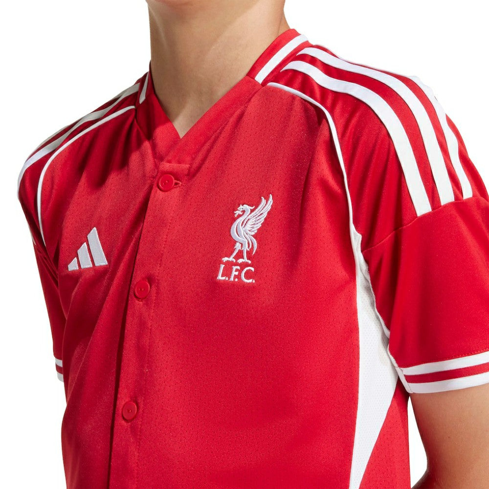 Liverpool Youth Full-Button Baseball Jersey Discount - Red