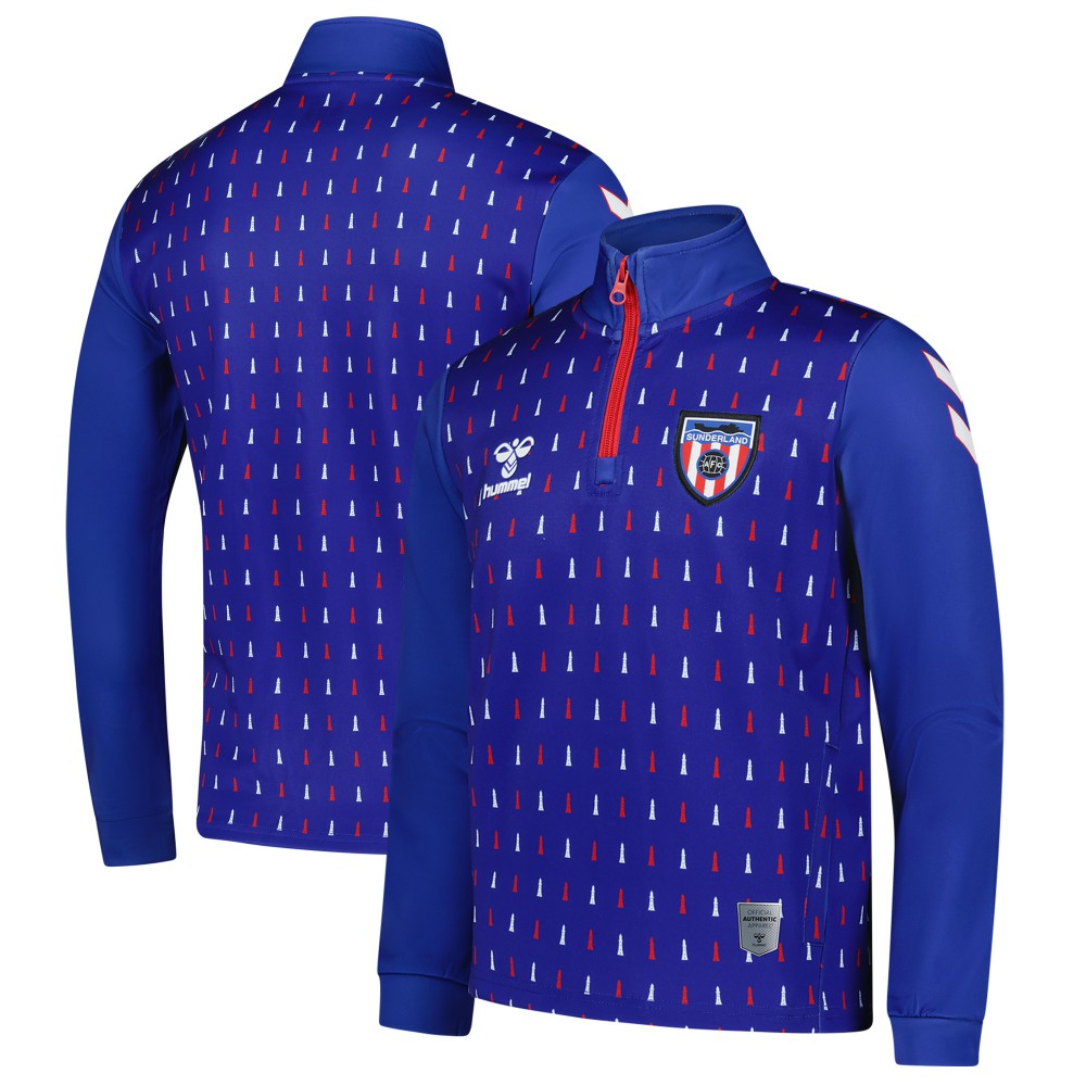 Sunderland Hummel Away Pre-Match Half Zip Sale - Blue