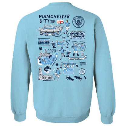 Manchester City Vive La Fete Women's Impressions Artwork Pullover Sweatshirt  Discount - Sky Blue