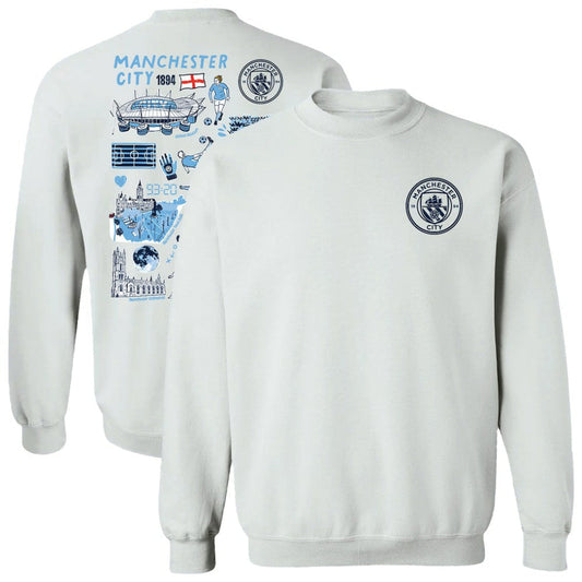 Manchester City Vive La Fete Women's Impressions Artwork Pullover Sweatshirt  Discount - White