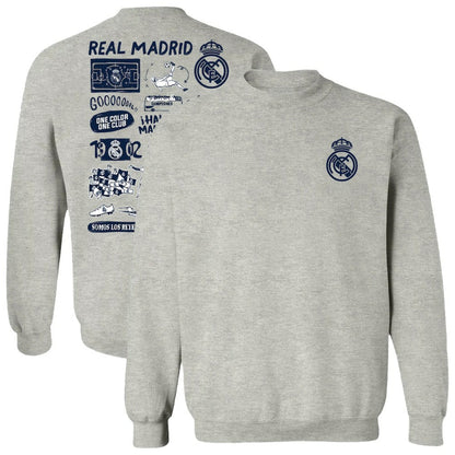 Real Madrid Vive La Fete Women's Impressions Artwork Pullover Sweatshirt  Discount - Gray