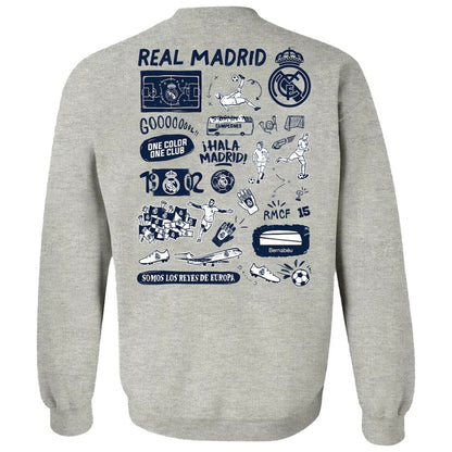Real Madrid Vive La Fete Women's Impressions Artwork Pullover Sweatshirt  Discount - Gray
