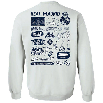 Real Madrid Vive La Fete Women's Impressions Artwork Pullover Sweatshirt  Discount - White