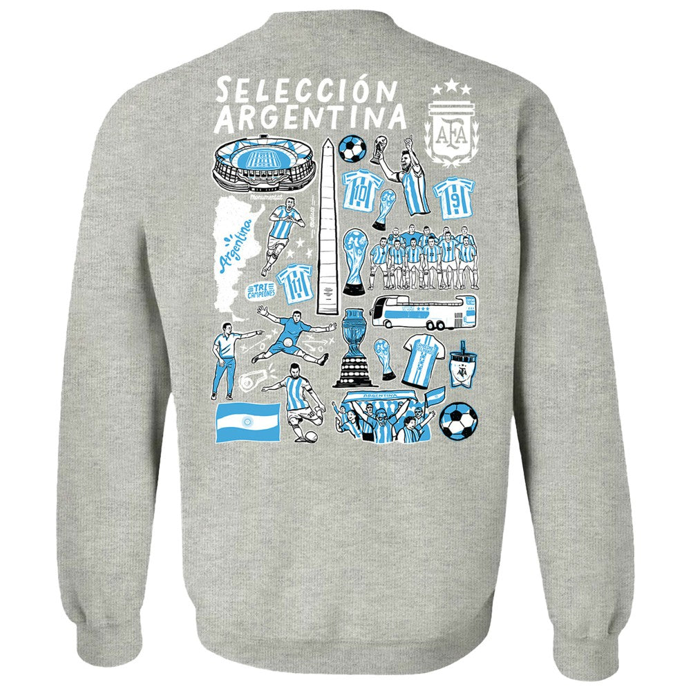 Argentina National Team Vive La Fete Women's Impressions Artwork Pullover Sweatshirt  for sale - Gray