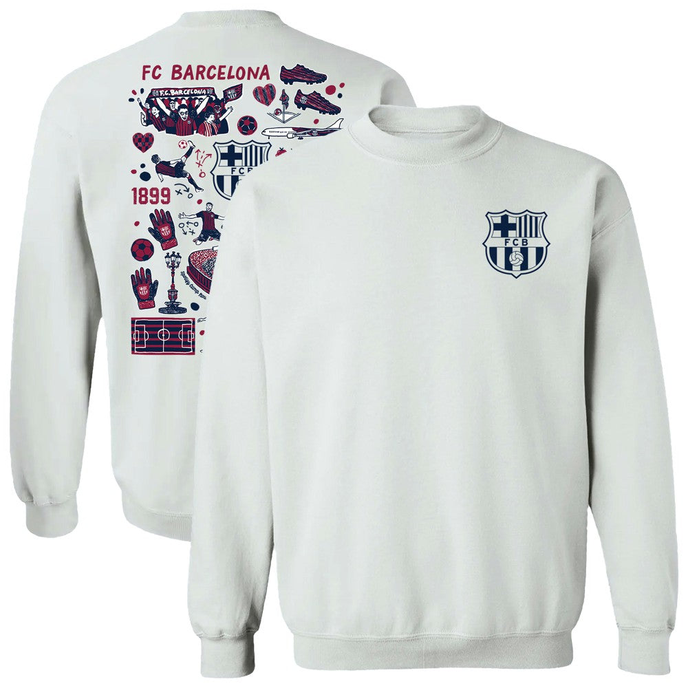 Barcelona Vive La Fete Women's Impressions Artwork Pullover Sweatshirt  on sale - White