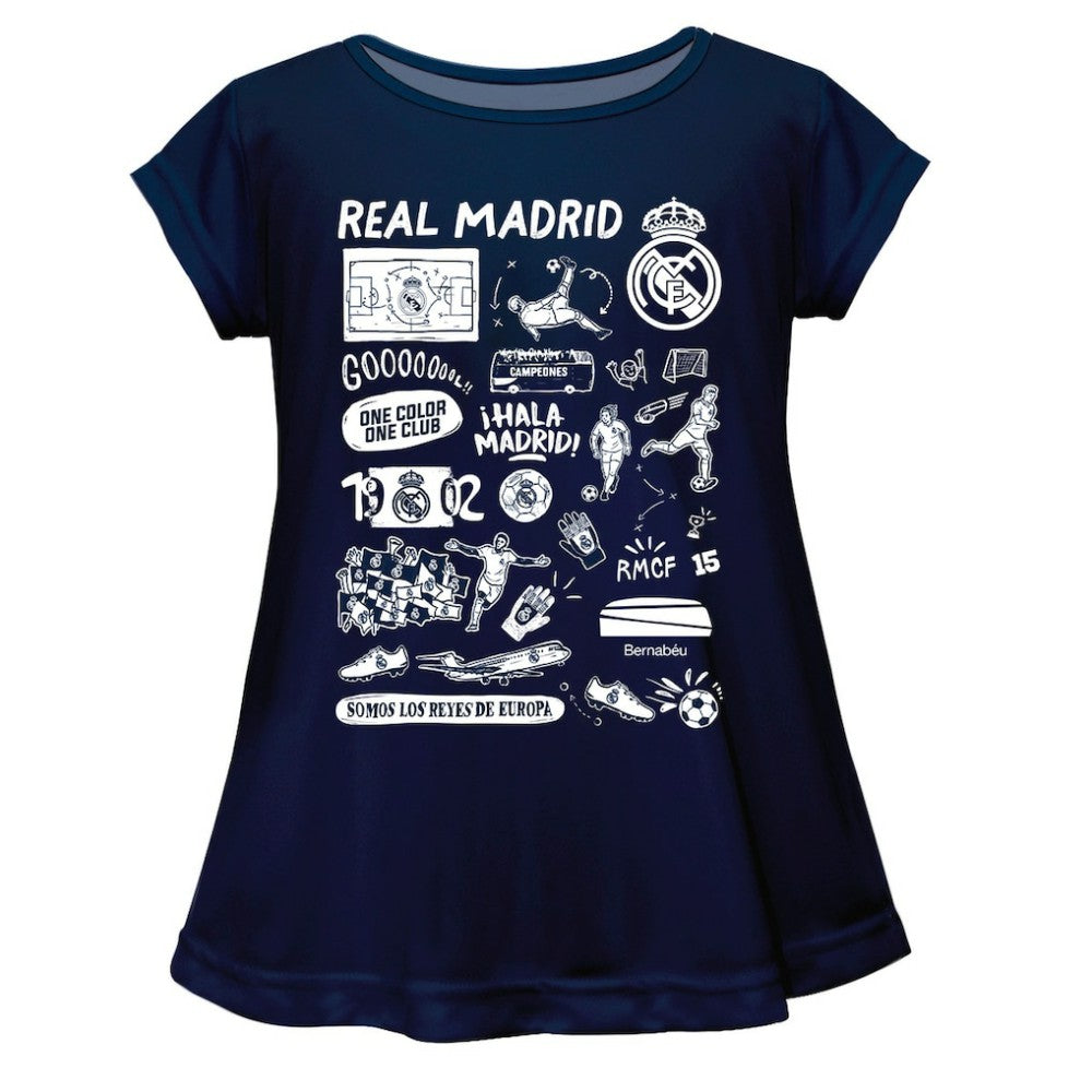 Real Madrid Vive La Fete Girls Infant  Impressions Artwork A-Line Top Discount - Navy