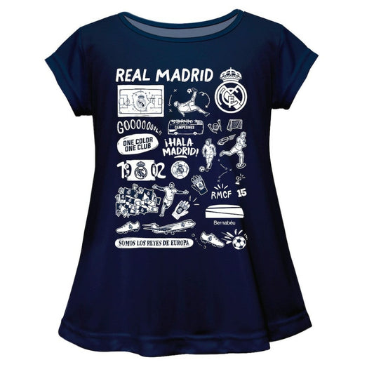 Real Madrid Vive La Fete Girls Infant  Impressions Artwork A-Line Top Discount - Navy