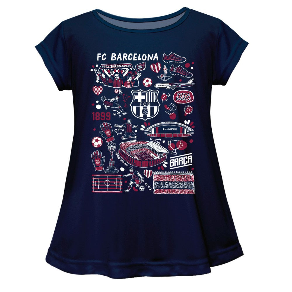 Barcelona Vive La Fete Girls Infant  Impressions Artwork A-Line Top on sale - Navy