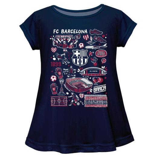 Barcelona Vive La Fete Girls Infant  Impressions Artwork A-Line Top on sale - Navy