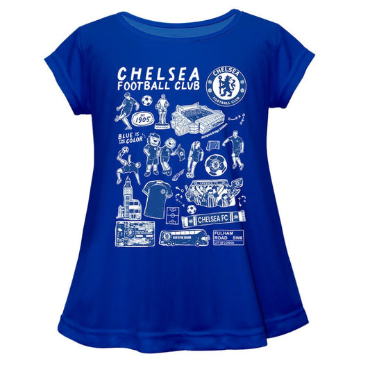 Chelsea Vive La Fete Girls Youth  Impressions Artwork A-Line Top Discount - Blue