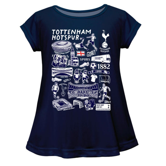 Tottenham Hotspur Vive La Fete Girls Youth  Impressions Artwork A-Line Top Sale - Navy