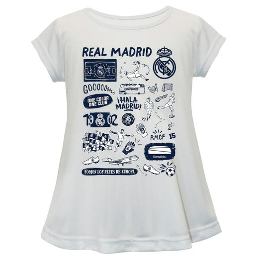 Real Madrid Vive La Fete Girls Toddler  Impressions Artwork A-Line Top Discount - White
