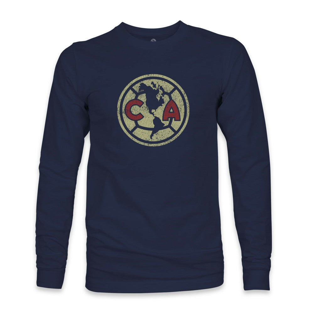 Club America 1863FC Color Badge Long Sleeve T-Shirt Discount - Navy